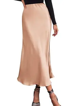 PRETTYGARDEN Women's Satin Skirts Dressy Casual 2025 Fall High Waisted Cocktail Wedding Flowy Elegant A Line Midi Skirt