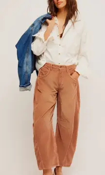 Free People Good Luck Cord Barrel Jeans Tan Brown Neutral Size 28 Corduroy