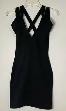 NEW Missguided strappy black bodycon mini dress size US 2 XS