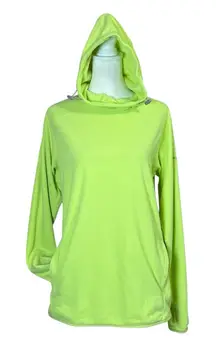 Columbia Thermal Cowl Neck Hoodie Sz S Neon Yellow Pullover Omni-Wick Layering