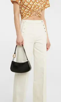 FRAME Sailor Wide Leg Jeans Ecru Size 27 High‎ Rise Button Front Zip Back