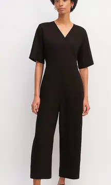 Everlane The Linen Cross-Front Jumpsuit Black Size 2 Quiet Luxury Timeless Fall