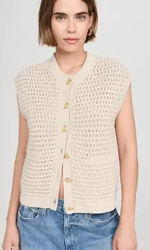 Rag & Bone Marlee Sweater Vest Size Small Cream Chunky Knit Minimalist Preppy