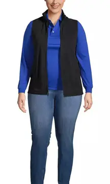 Women's Plus Size Lands End Full Zip Black Fleece Vest size 2X Gorpcore Basics