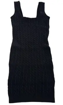 Zara‎ Sweater Dress Womens Small Black Cable Knit Sleeveless Bodycon Pullover