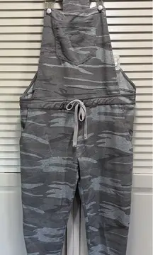 Others Follow Gray Camo Overalls Sweat Tie Waist Size‎ L Pockets Cuffed Crop