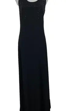 Carmen Marc Valvo Size XS Maxi Dress Black Shift Tank Rhinestone Top Womens NEW