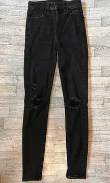 Next Level Stretch Super High Rise Jegging Distressed Black 00Reg