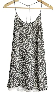 Tory Burch Black White Floral Silk Sleeveless Summer Mini Dress Size Small