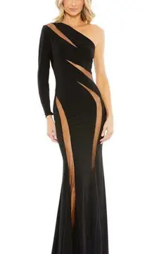 Mac Duggal NWT  JERSEY ONE SHOULDER ILLUSION CUT OUT GOWN Dress