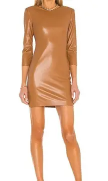 ALICE + OLIVIA Inka Long Sleeve Faux Leather Body-Con Dress (2)