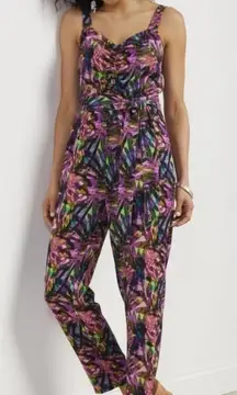 SOFT SURROUNDINGS Bandalina Tropical Jumpsuit Purple Size 16 NEW