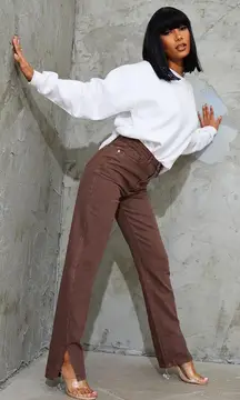 Straight Leg Brown Denim Pants