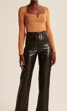 NEW Abercrombie & Fitch The Ankle Straight Ultra High Rise faux leather pants 29