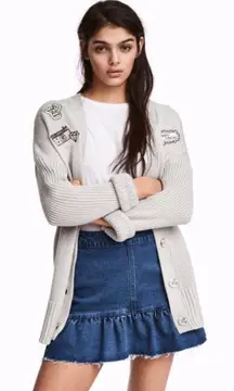 Frayed Raw Edge Denim Flounce Skirt Size 4