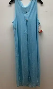 Zuliana Light Blue Mesh Cover Up With Front Button Closure. Made in USA New