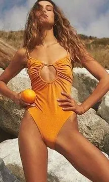 Free People Bec + Bridge Kaleidoscope One-Piece in Orange Size 8 NWOT $190