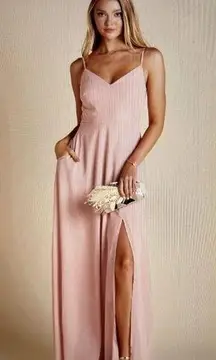 Birdy Grey  Devin Chiffon Formal Bridesmaid Prom Dress Maxi Dusty Rose Pink M