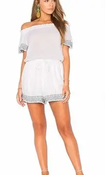 L*Space  Spring Fling white short sleeved romper with embroidery