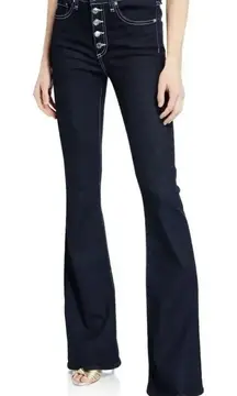 Veronica Beard Beverly 10" Skinny Flare Jeans Dark Wash Button Front Western