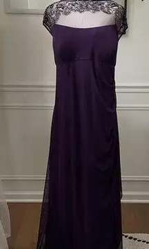 Xscape Embellished-Neck Formal Gown Dress Plum Purple $250 20W