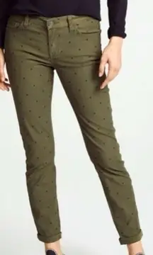 Current/Elliott Jeans 26‎ Anthropologie Cuffed Army Green Polka Dot Cropped