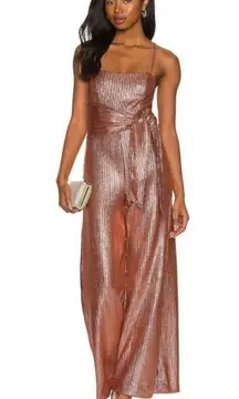 Free People Shimmer and Shine Metallic Bronze Jumpsuit Playsuit