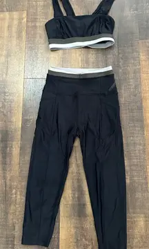 Free People White Water Hybrid Sports Bra & Crop Leggings Set Size Small