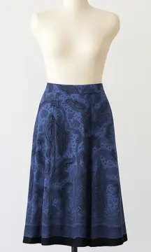 Vintage Requirements Skirt Size M Blue Paisley Midi Boho‎ 90s Retro Witchy
