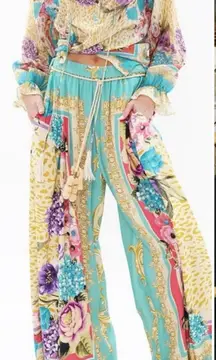 Aratta Artisan Leopard Summer Print Light Flowy Tassel Pull On Pants - Sz L 🧡🎀