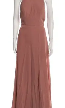 Jenny Yoo Pink Halter Maxi Dress Women’s Size M Elegant Chiffon Evening Gown