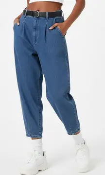 Vibrant MIU Baggy Jeans Juniors 15 Medium Wash Cropped Pleated Tapered 90s Retro