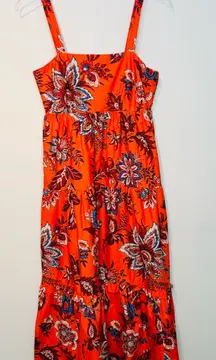 RHODE Target Large Leafy Floral Print Tiered Midi Dress Size XS