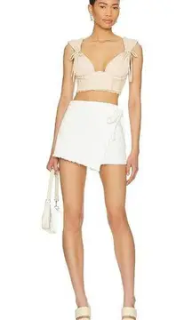 Free People  We The Free Emmy Denim Skort in White 4 New Womens Denim Jean Skirt