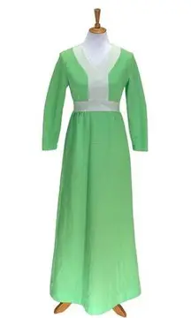 Jones 3/4 Sleeve Maxi Dress Green Size 8 Vintage Retro Minimalist 60s Mod Boho