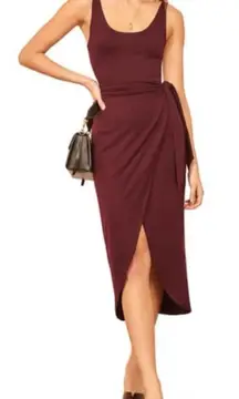 Reformation The Kaila Wrap Deep Burgundy Midi Dress