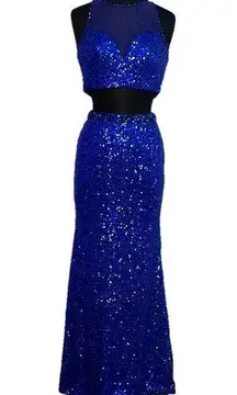 Madison James Royal Blue Sequin Two Piece Gown Size 4