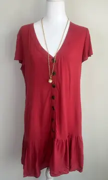 Everkaki, Buttoned Down Dress, Woman, Size L, Color‎ Red, Casual
