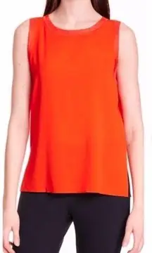 BOSS Hugo Boss Istora Fine Stretch Silk Shell Top in Dark Marigold Orange sz 10