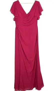 NWT JJ’s House V-Neck Floor Length Chiffon Bridesmaid Dress Burgundy Size 12