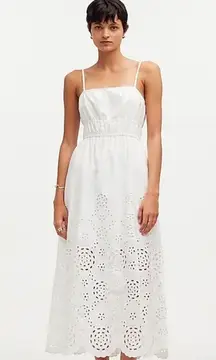 Embroidered White Tank Eyelet Midi Dress Poplin Size 2