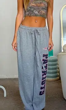 new england patriots nfl football grey wide leg sweatpants oversized