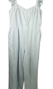 Baaevely Women's Jumpsuit‎ Denim Blue Ruffle Strap Romper Size Large L New