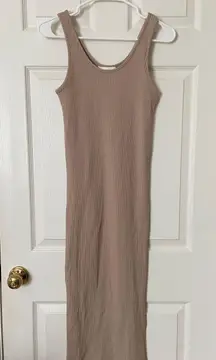 Tan Rib Knit Midi/Maxi Dress