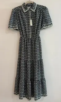 Elegant Black and Cream Patterned Dress 👗