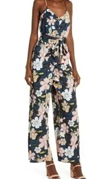 Chelsea28 NWT  Floral Wide Leg Jumpsuit Teal Fall Bouquet size medium