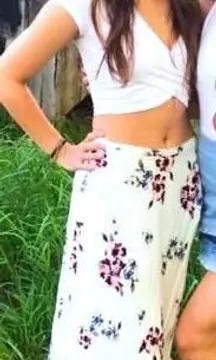 Long White Floral Skirt