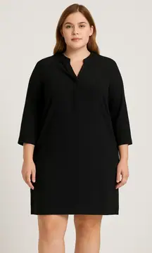 Attention Women's Collared Shirt Dress - Size Large - Black - 3/4 Sleeve NWOT