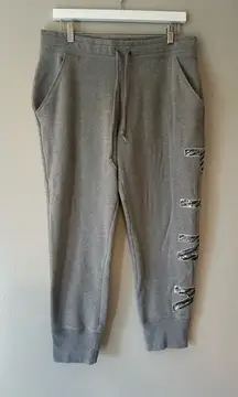 PINK Victoria's Secret Heather Gray Animal Print Sequined Joggers