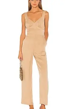 Revolve LPA Wesley Jumpsuit in Khaki Pockets Sleeveless Sz XXS